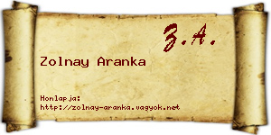 Zolnay Aranka névjegykártya